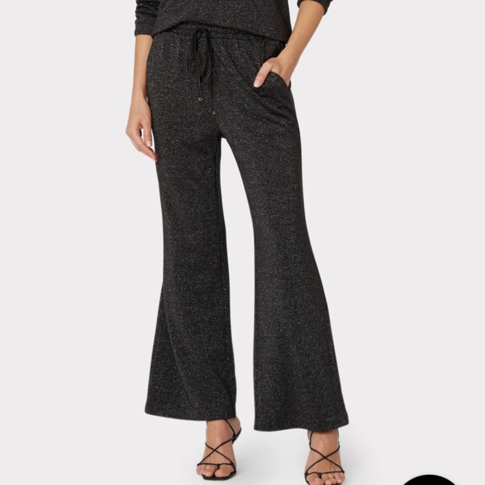 MILLY Ramona Jersey Pants, Ramona Black Metallic French Drawstring Pants…
